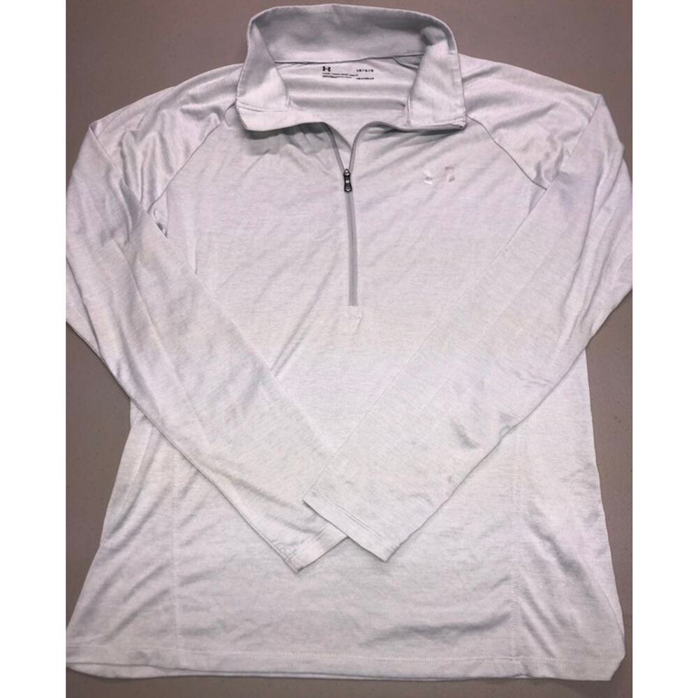 Under Armour Gray/White half zip Womens L